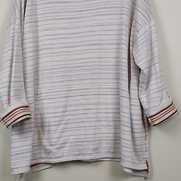 J. Jill Purejill Bisque Lovely Stripe Inside Out Oversized Shirt - Picture 6 of 9